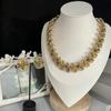 Original Design Yellow Diamond Inlaid Earrings and Necklace Set – Personalized and Versatile High-End Feel