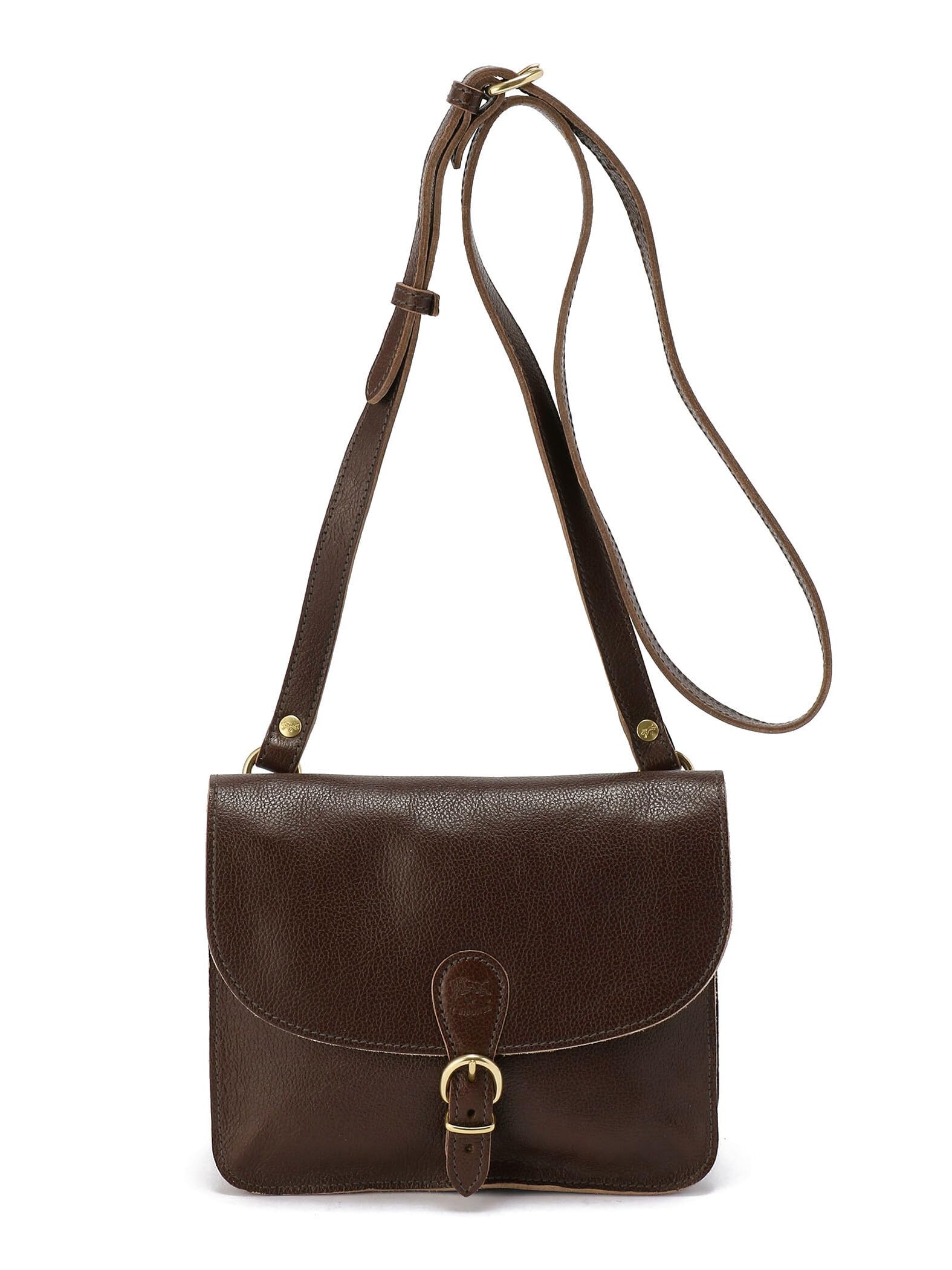 

Shoulder Bag Crossbody Leather Genuine Leather Cowhide Unisex Dark Brown Brown [IL BISONTE] Women s Men s темно-коричневого кольору