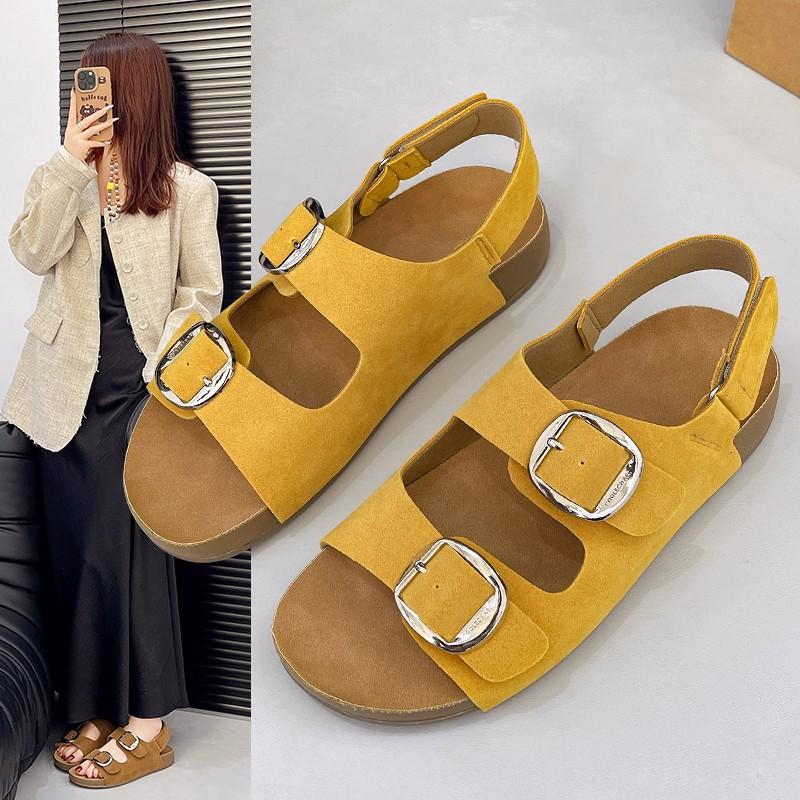 

Fashion 2025 New Summer Women Vintage Matte Platform Sandals Open Toe Flat Beach Shoes Retro Inspired Roman Shoes for Vacation Korea 42