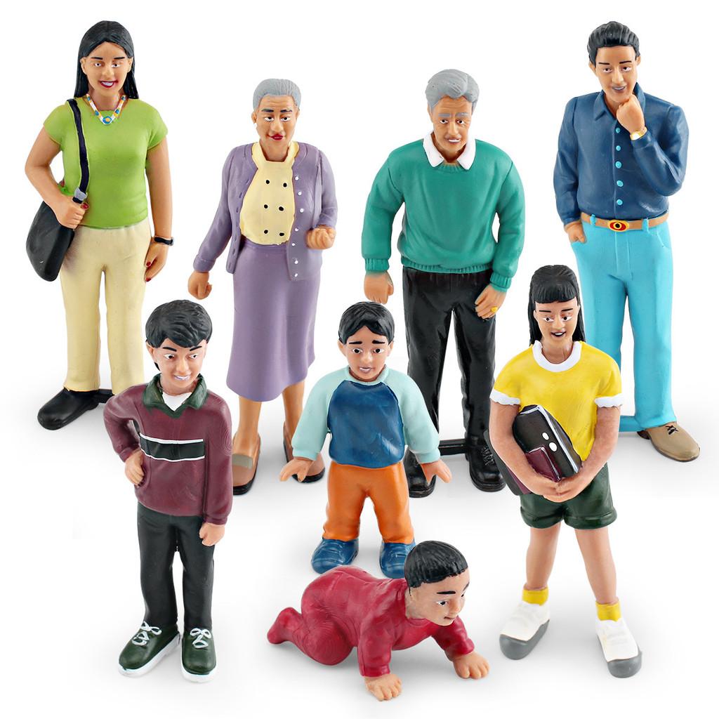 Realistic Family Member Figurines Set Including Grandpa Grandma Dad Mom And Kids For Collecting And Display