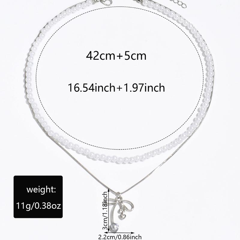 Stacked Pearl Necklace Retro Necklace Light Luxury High Sense Bow Collarbone Chain Women