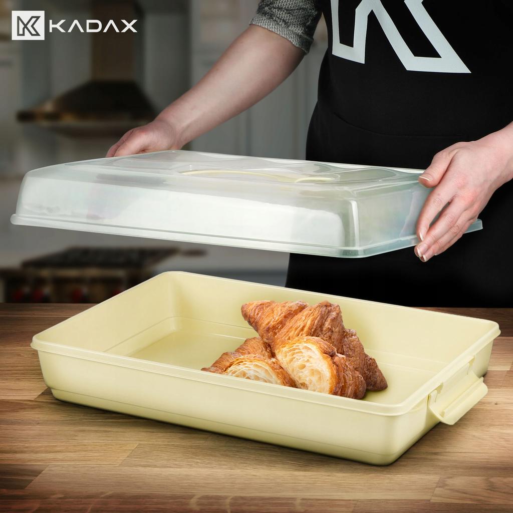 KADAX Pojemnik Plastikowy Prostokątny Na Ciasto Wypieki Tort Pudełko Duży