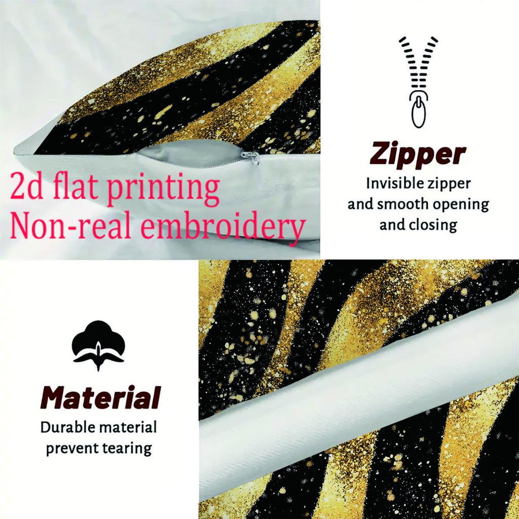 1/4 Stück Luxuriöse Schwarz-Gold Tierprint Kissenbezüge Zebra Leopard Giraffe Muster Kissenhüllen für Heimdekoration
