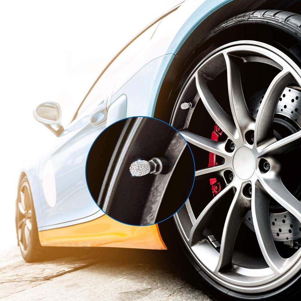 2/4 Pcs Diamond Valve Stem Caps Crystal Rhinestone Universal Tire Valve Dust Caps Decor For Car Motorcycles Trucks Accessories