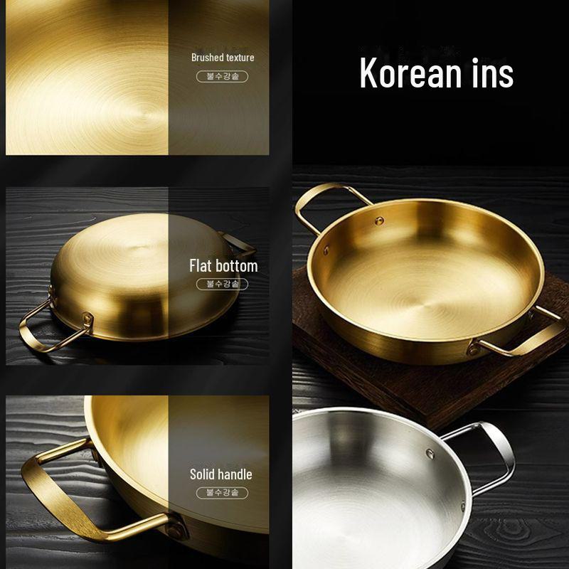 Korean Stainless Steel Mini Double-Ear Hot Pot for Seafood and Noodles