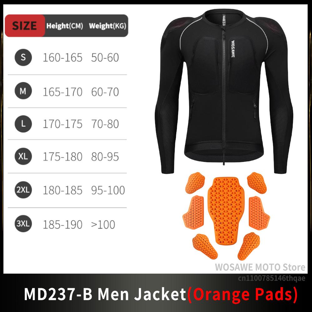 

WOSAWE Motorcycle Jacket Body Armor Protection Jackets Motorbike Clothing Moto Riding Back Protectors CE Certification Soft Pads EU S (ASIA M)