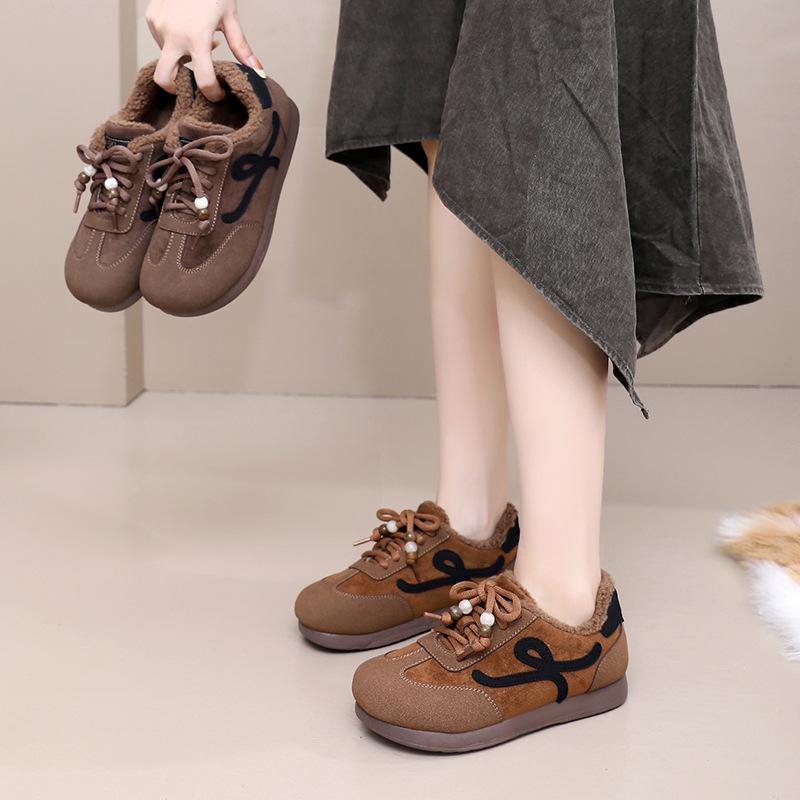 Shoes winter new velvet warm retro German training shoes soft-soled non-slip shoes versatile casual snow boots