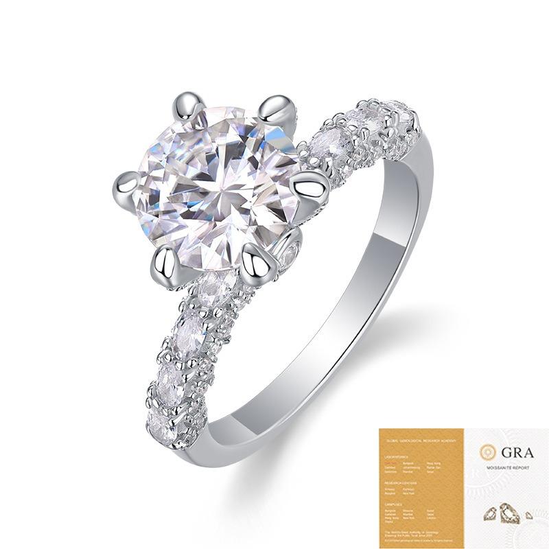 Silver Luxury Inlaid Carat Light Luxury Ring Hot Selling Moissanite Ring High