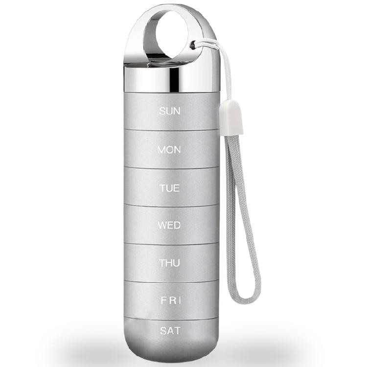 Przyjazny w podróży 7-komorowy metalowy dozownik na tabletki do organizacji leków Praktyczny aluminiowy pojemnik na tabletki outdoorowy