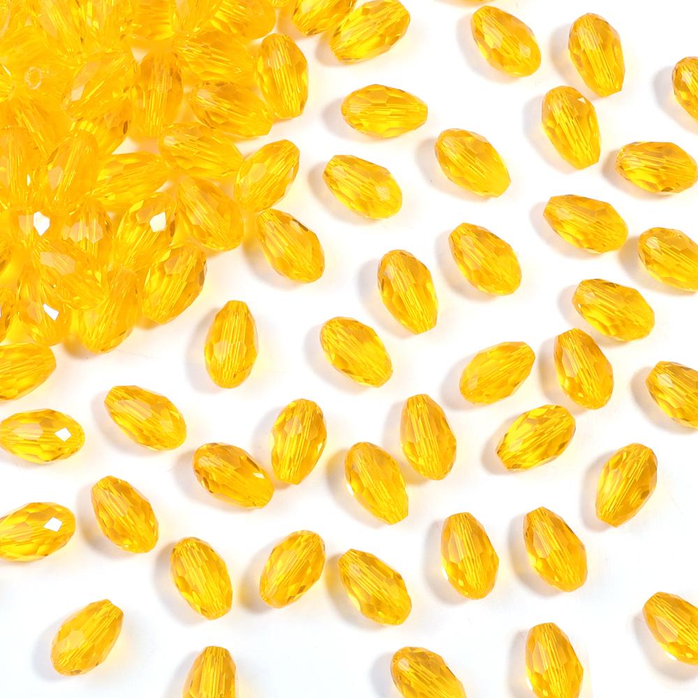 50pcs/lot 8x12mm Droplet Shaped Crystal Beads Colorful Loose Spaced Faceted Glass Beads For DIY Exquisite Bracelet Earring Gifts