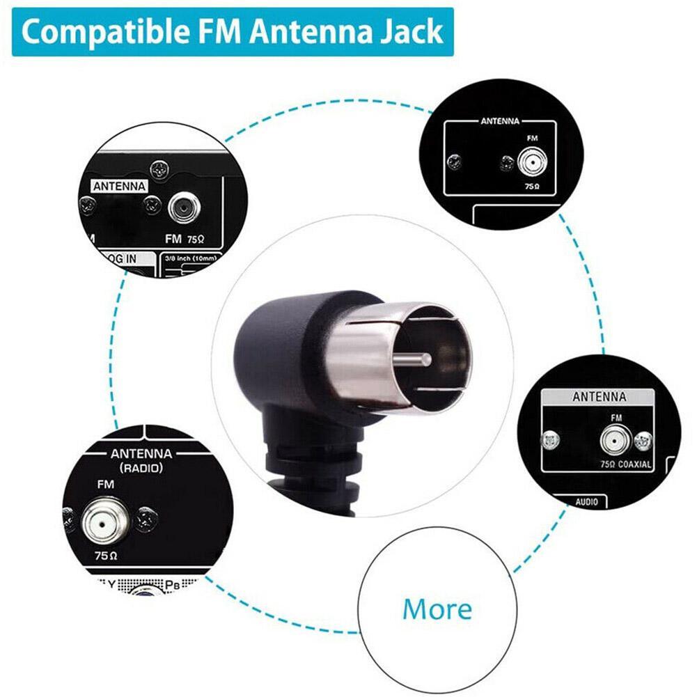 88-108MHz FM Radio Dipole Antenna, 75 Ohm Indoor HD Aerial, PAL To F Female Jack RF Coax Adapter, Solves Weak/Noisy FM Signal