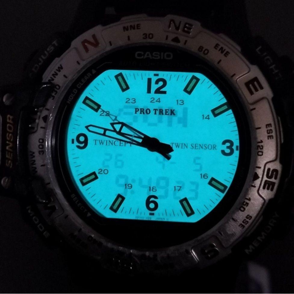 Used CASIO Pro Trek PRT-50 Twin Sensor Working Digital-Analog Twin Cept 10 ATM Water Resistant Wristwatch PROTREK