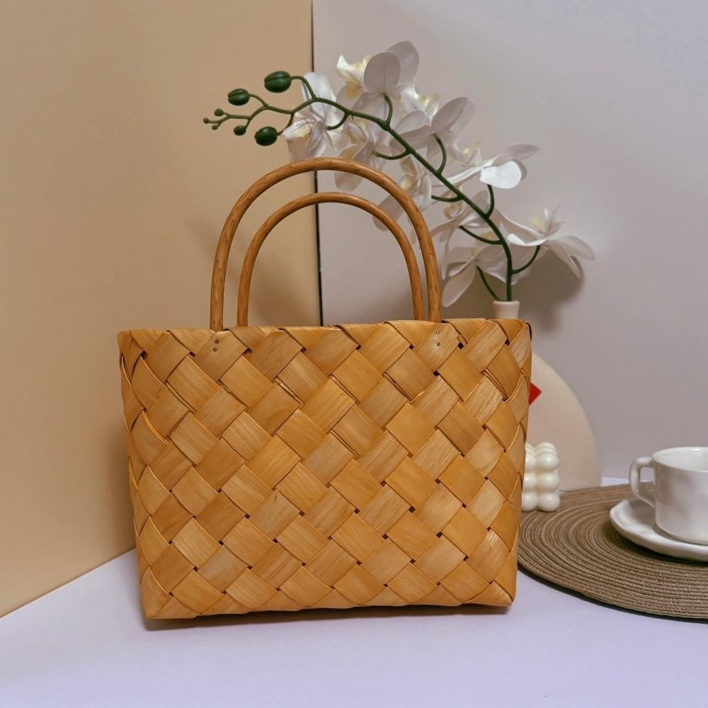 With Handle Bride Flower Basket Sundries Organizer Picnic Basket Vintage Hand-Woven Basket Gift