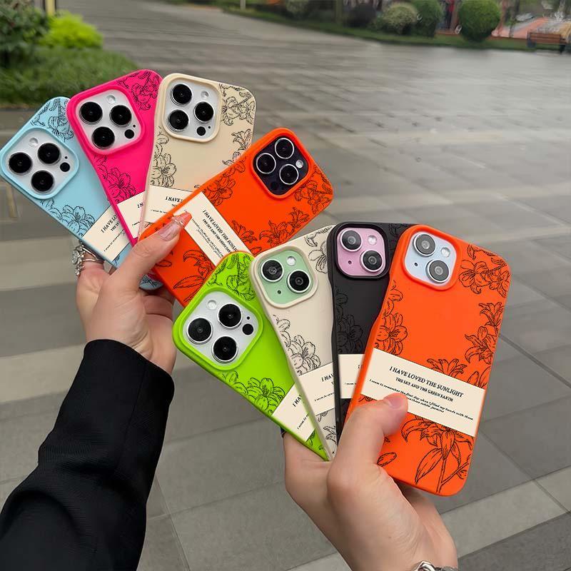 Skizze Blume Weiche Hülle für iPhone 16 15 14 13 12 11 Pro Max 14 15 16 Plus Neue Halbe Hülle Sturzfest und Stoßfest Handyhülle