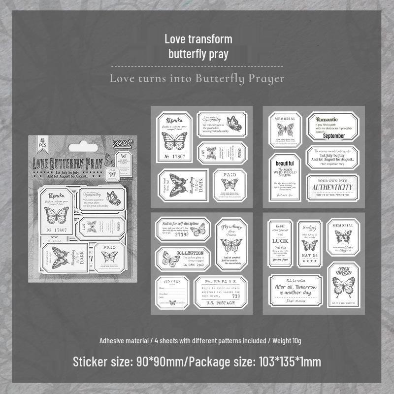 ZABC Retro Stamp Themed DIY Journal Stickers - Winter Gift Series, 4 Sheets, 6 Designs