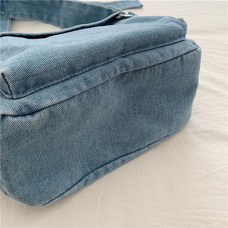 Large Capacity Shoulder Bag Women's Denim Crossbody Bag