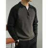 Men S Polo Collar Color Block Knit Sweater Half Zip Casual Spring Autumn