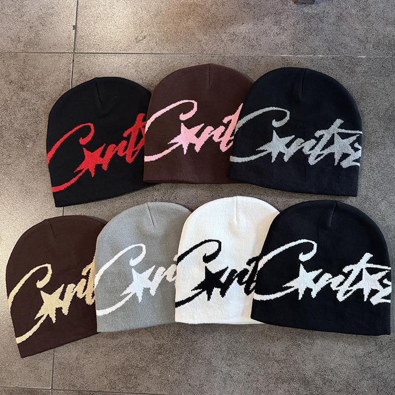 Street Letter Contrast Color Wool Knitted Hats Autumn Winter Warm Y2K Hip Hop Cap Accessory