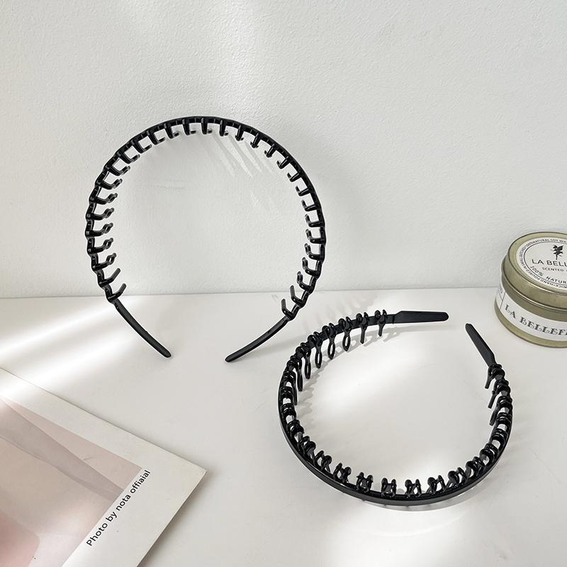 Black Series Headband Korean Style Practical Simple Face Wash Non-Slip Toothed Pressure Hair Hair Band Plastic Hair Accessories