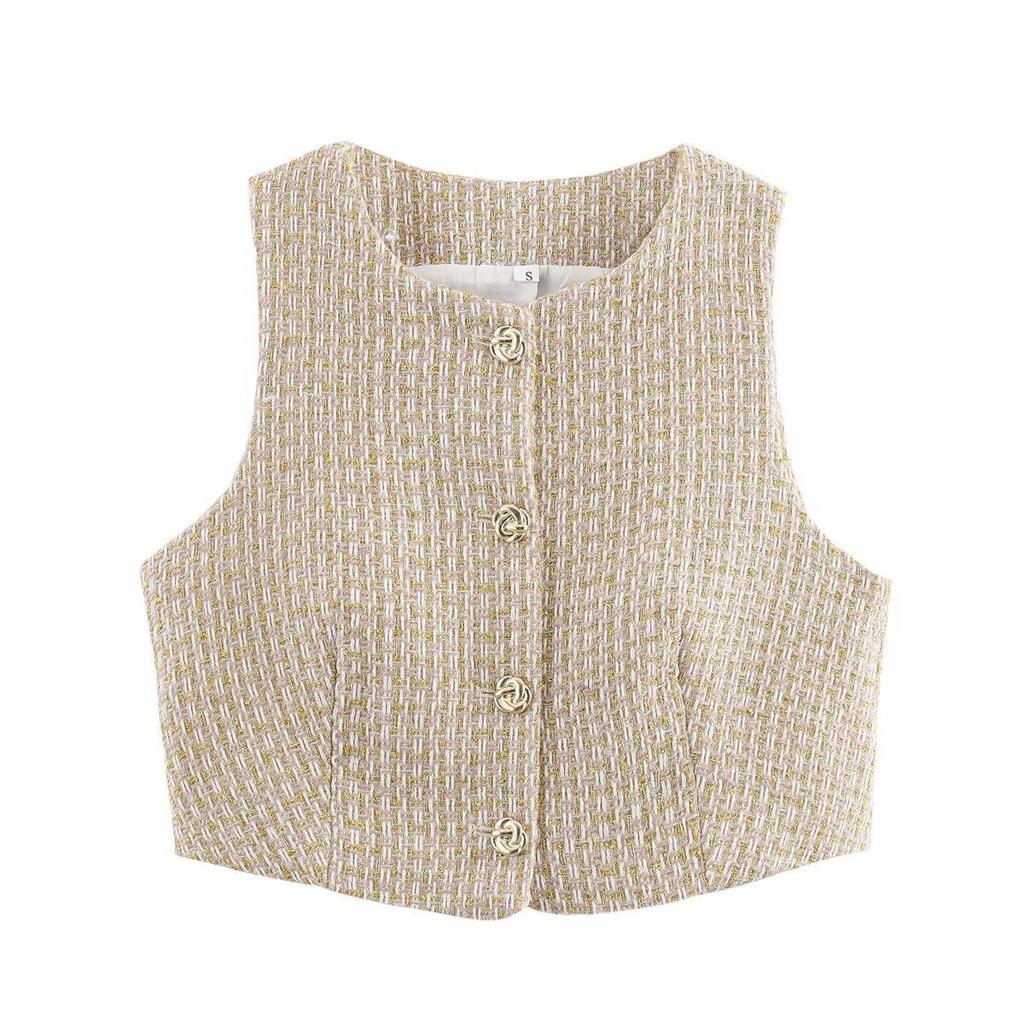 Women's Spring Slimming Textured Vest with Matching Belted Skirt Pants