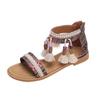 Embroidered Sandals Women's Summer Bohemian Ethnic Style Retro Tassel Roman Trootoe Travel Women's Shoes