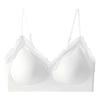 Pink Lace Trim Seamless Wireless Bra with Adjustable Straps