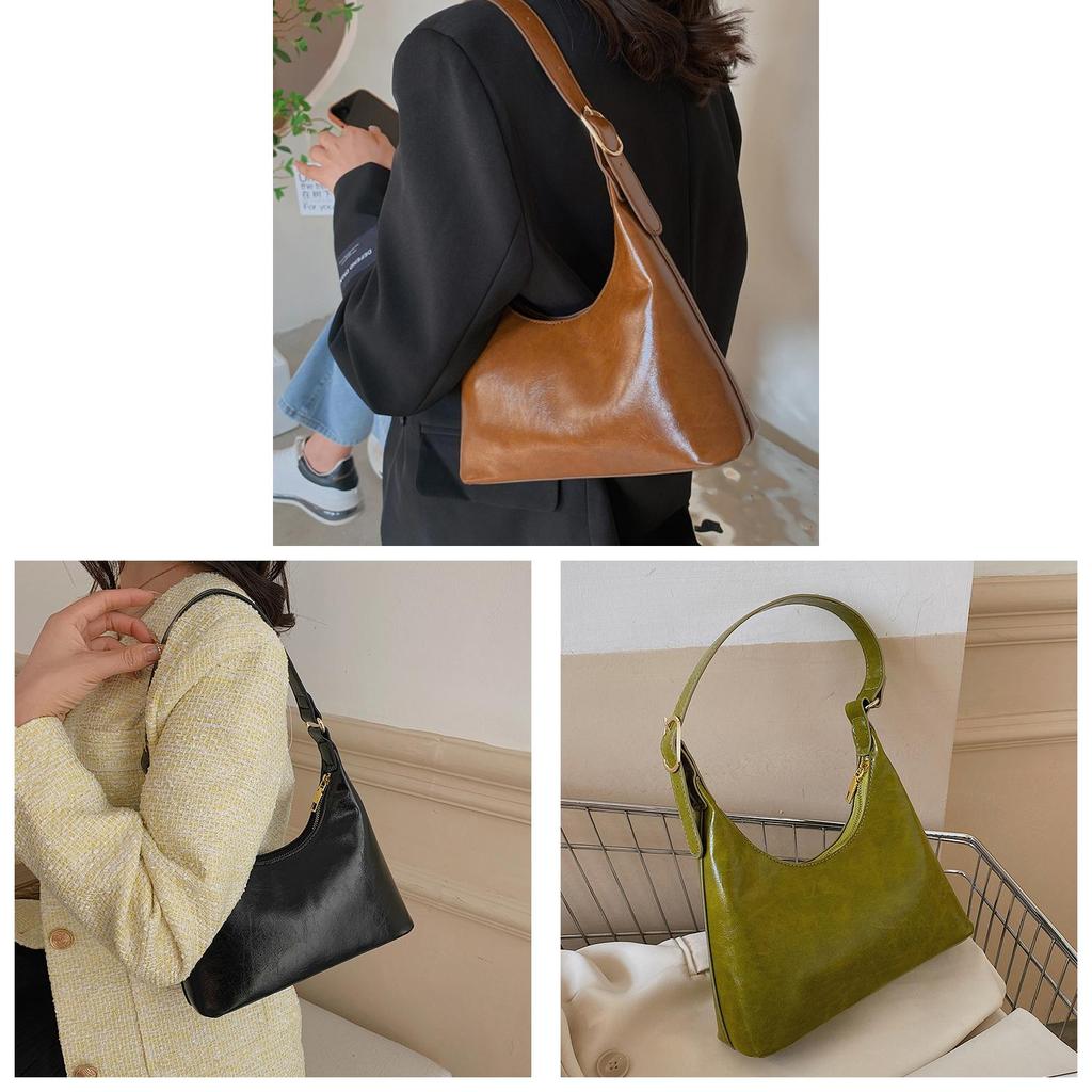 Vintage Small Shoulder Bag Pu Material Crossbody With Top Zipper And Seam Details For Casual Outfits