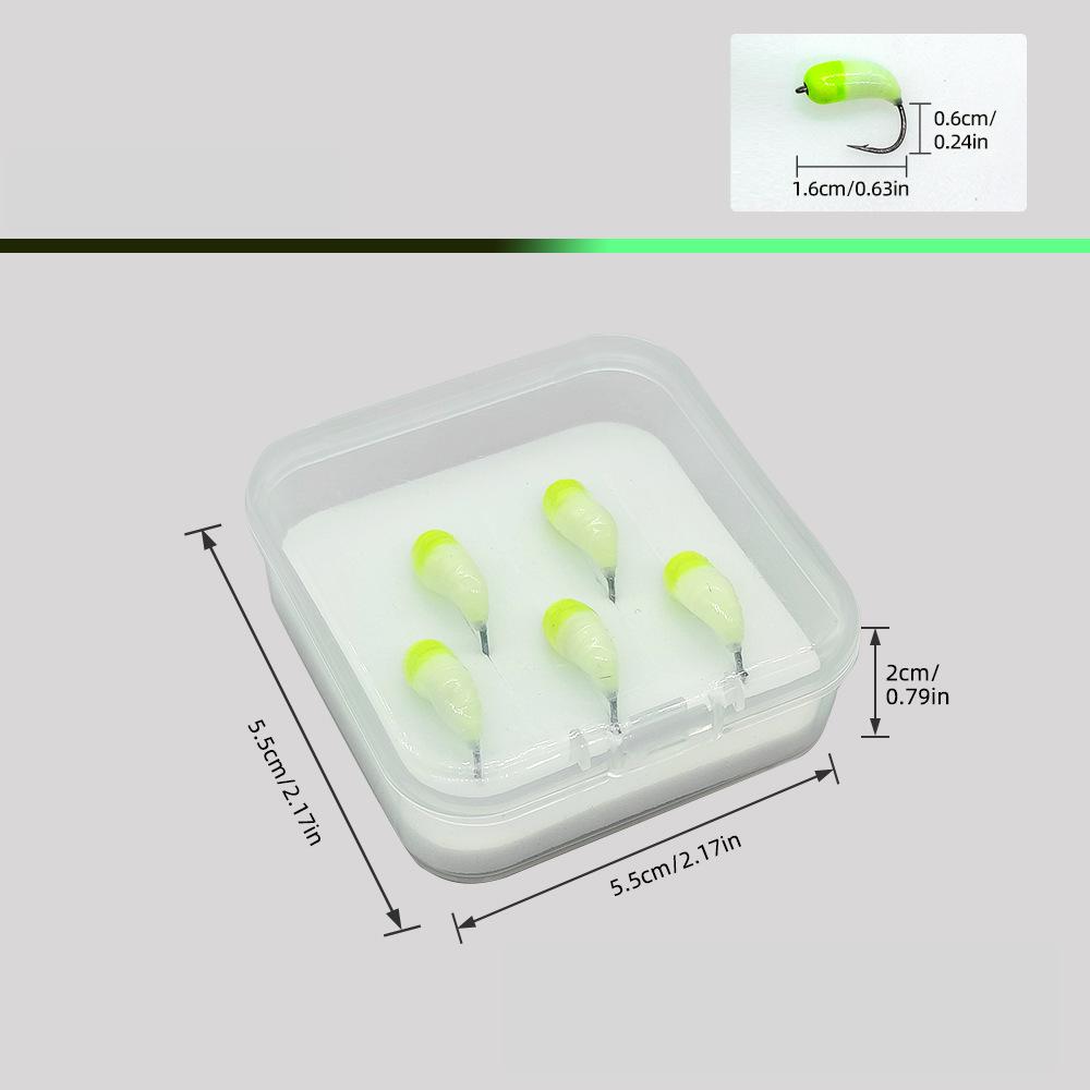 1.1g Luminous Sinking Nymph Weighted Copper Head Ice Fishing Jigs Larvae Bait Ice Fly for Panfish Perch Winter Fishing Tackle