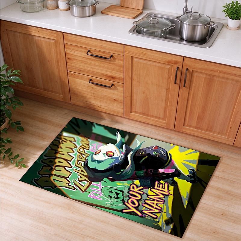 Edgerunners Customizable name kitchen floor mat easy to clean and wipe down Suitable for kitchens living rooms and entryways—a perfec