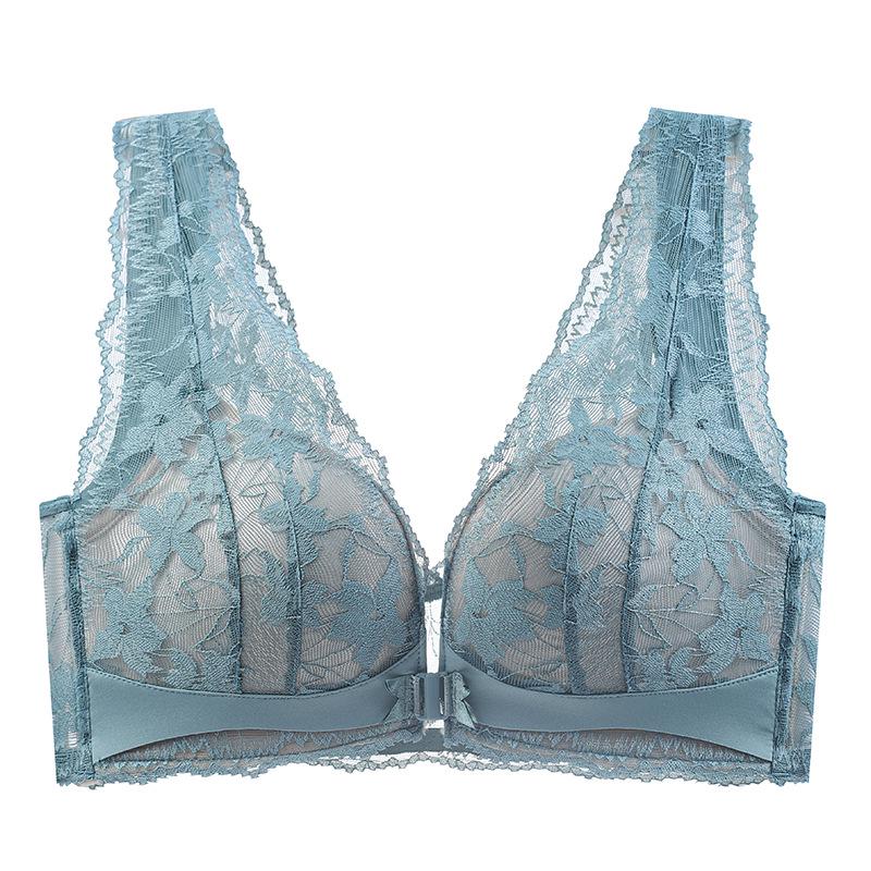 Damen Bügelloser Push-Up-BH mit Frontverschluss - Anti-Hänge-Effekt, Dünner Stil, Seitenstütze und Schönes Rückendesign