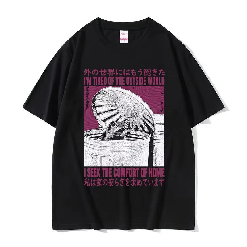 

I Seek The Comfort of Home Funny Raccoon Graphic T Shirts Women Retro O-Neck Fashion Oversized Cotton T-shirt Y2k Streetwear ... 5XL різнокольоровий