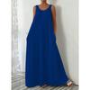 European and American Summer New Long Dress Casual Loose Sleeveless Solid Color Slim Dress