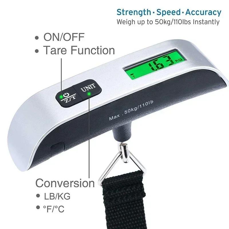 50kg Portable Hanging Scale Electronic Hand Luggage Scale Digital Display Suitcase 110lb Travel Baggage Bag Weighing Tools