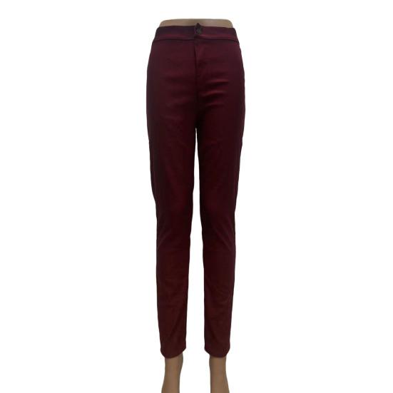 Women Skinny Trousers Slim Fit Solid Color Pants Cotton Blend High Waist Casual Trousers for Office Street Party Dating