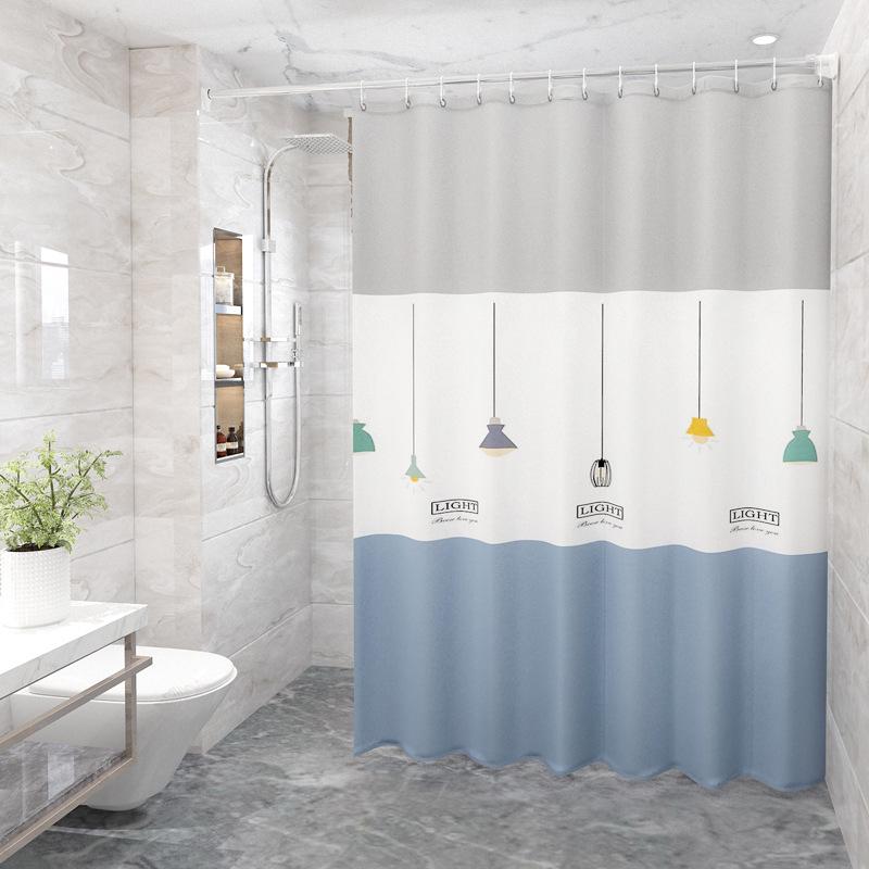Waterproof PEVA Shower Curtain Set, Mildew-Resistant with Rod, Punch-Free Design