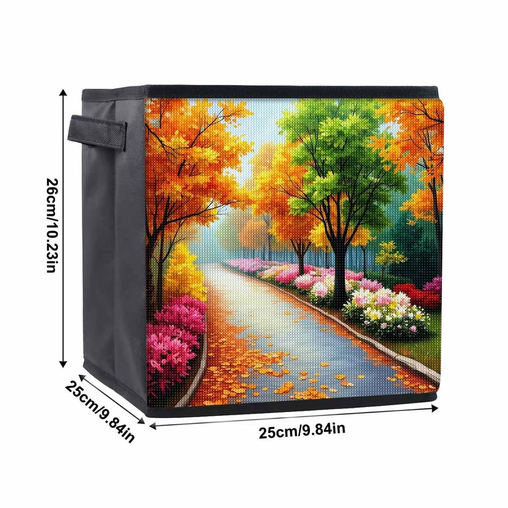 Podzimní vítr a padající listí 5D diamantové malování Úložný koš Plný kulatý vrták Mozaika Diamantová výšivka Sady křížového stehu Domácí dekorace Domácí dekorace