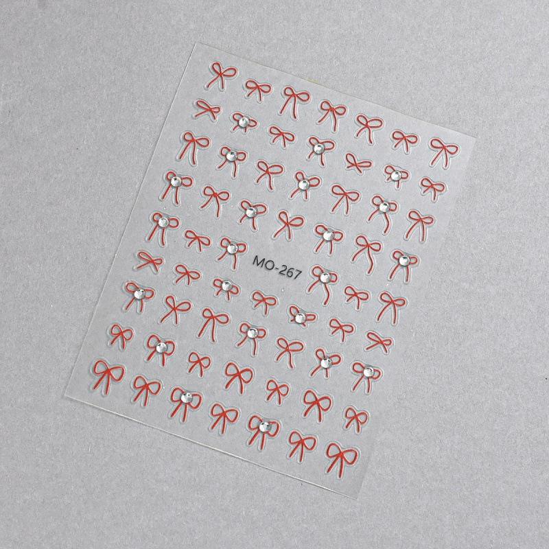 3D Crystal Diamond Bow Nail Stickers: Black & White Self-Adhesive Cute Embossed Decals