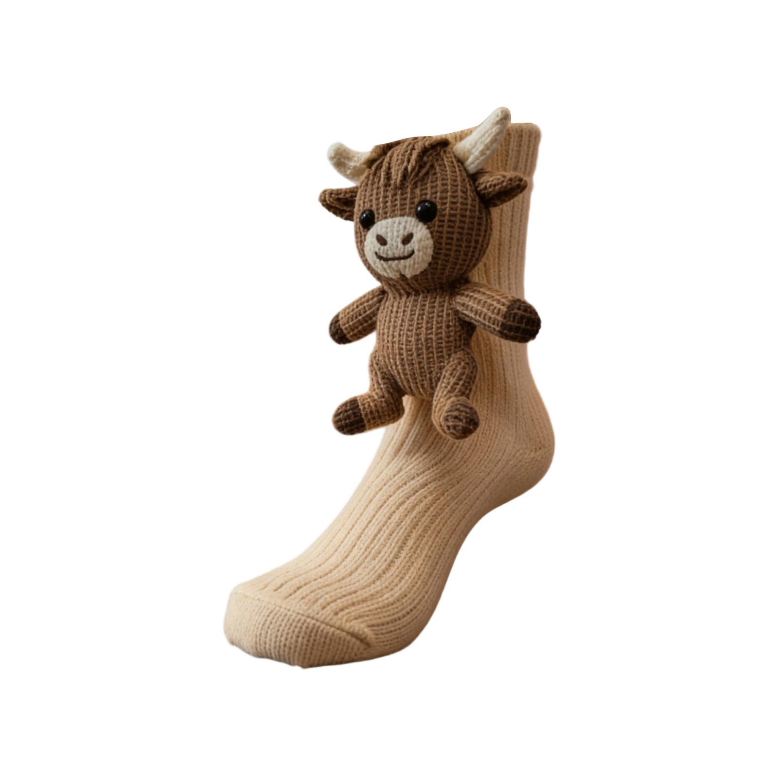 Милые плюшевые вязаные носки-куклы хаки