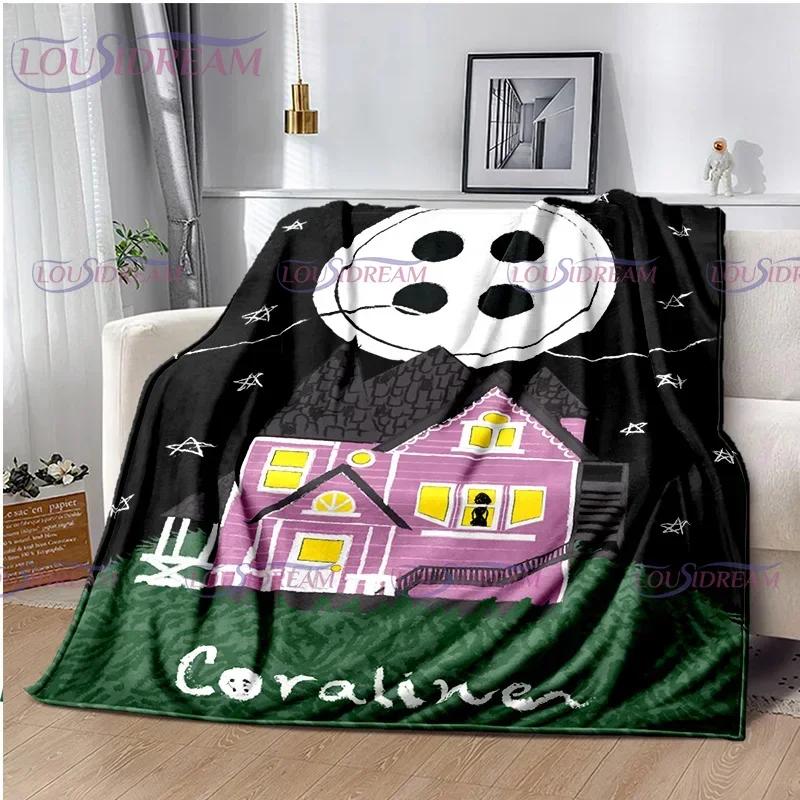 Gothic Style Animated Print Plush Blanket–Soft Throw for Kids, Family Napping, Sofa or Bed – Warm Flannel Bedspread for Home Use