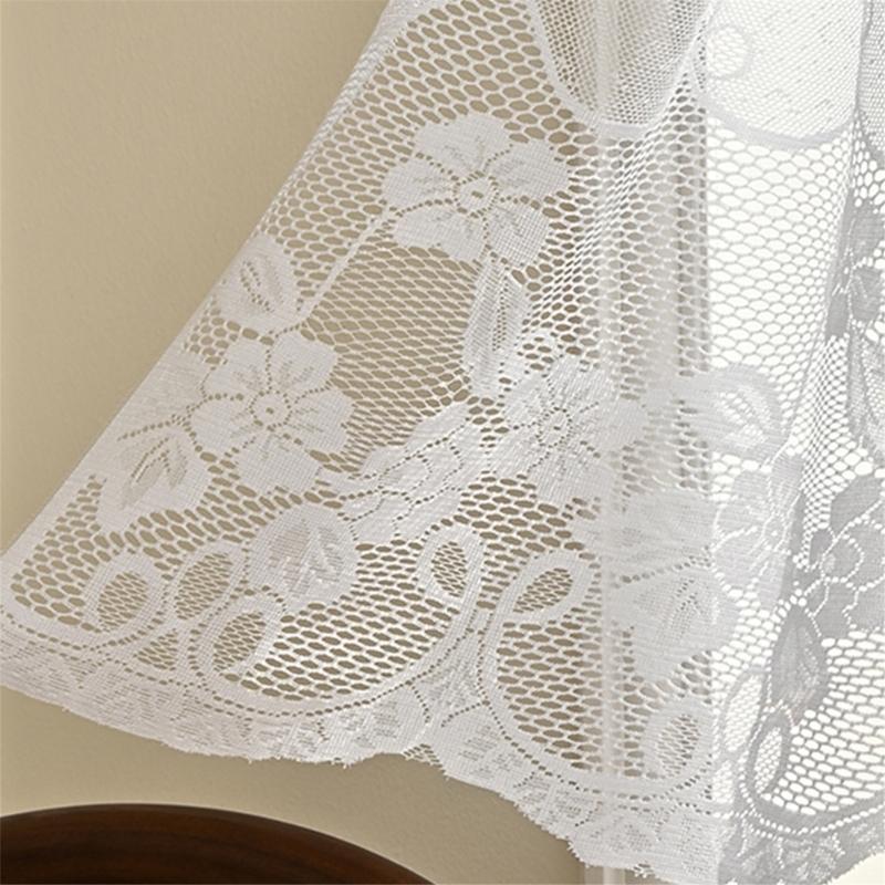  Lace Embroidered Semi Sheer Curtain 147x45cm Privacy Light Filtering Panel