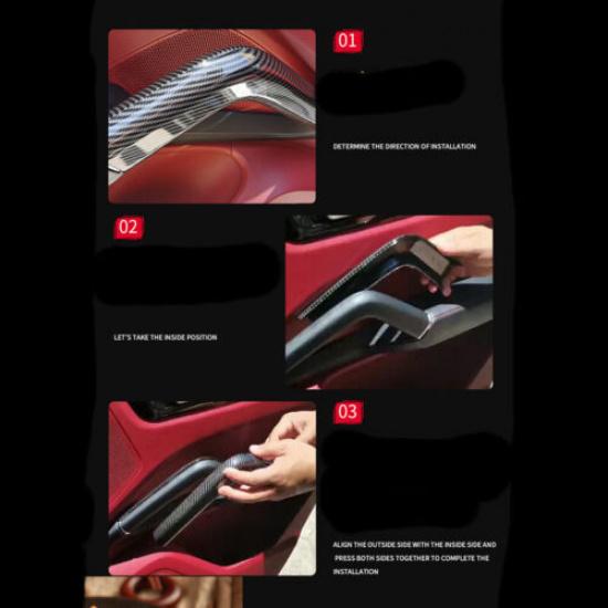 2pcs ABS Carbon Fiber Car Door Central Handle Cover For Porsche Cayenne 11-17