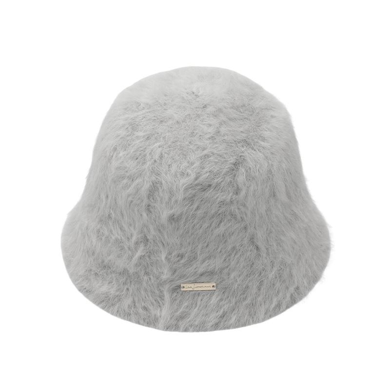 Autumn and winter new imitation rabbit fur bucket hat women's fashion street shot warm hat thickened dome versatile fisherman hat