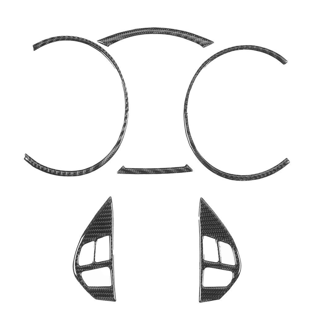 6Pcs Speedometer Frame Trim Steering Wheel Button Decor Carbon Fiber Cover Fit for Mitsubishi