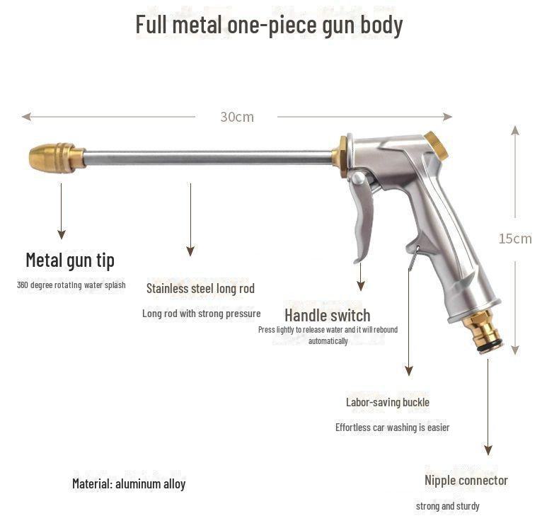 

Металева насадка для автомийки високого тиску: Потужний багатофункціональний водяний пістолет із великим об’ємом для ефективного очищення.