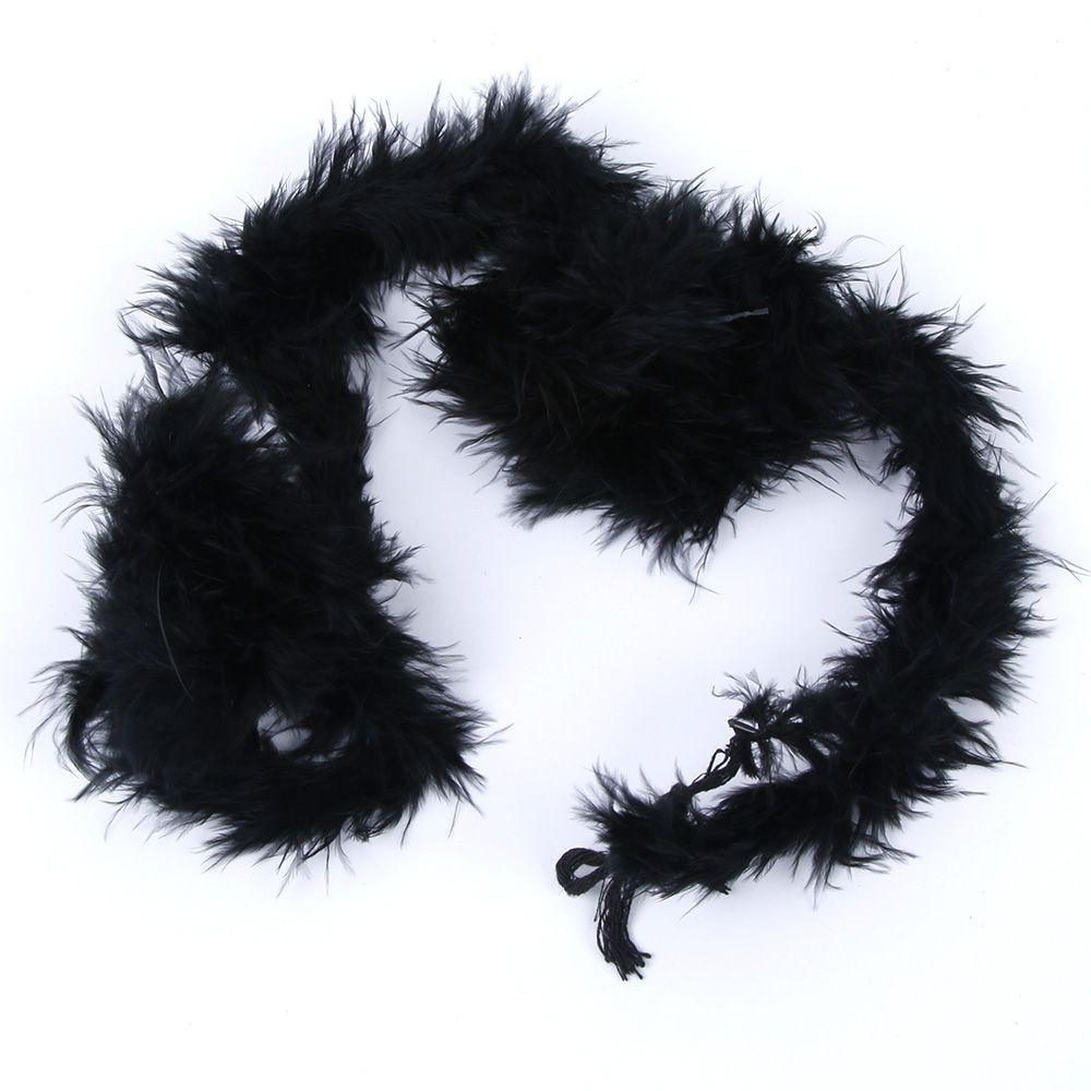 DIY 2M Feather Boa Strip Fluffy Feathers Black Turkey Feather Boas Shawl for Wedding Cosplay Clothing Accessory Decoration