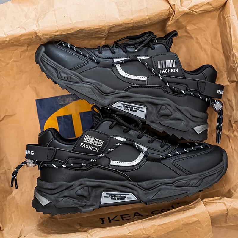 

Men s shoes 2025 new autumn non-slip sports casual shoes men s platform heightening outdoor casual running travel shoes 44 чёрный