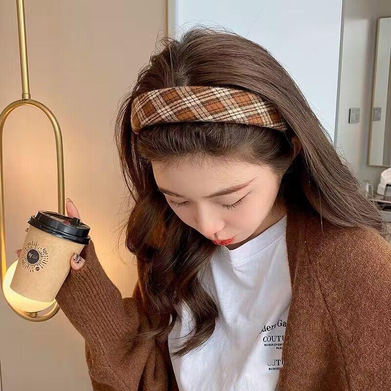 Νέες κορεάτικες γυναικείες φαρδιές κορδέλες κεφαλής Vintage Απλή στάμπα για τα μαλλιά με κρίκο με γραβάτα Scrunchies Αξεσουάρ κεφαλής για γυναίκες για κορίτσια