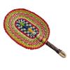 Vintage Seagrass Woven Fan Colorful Striped Patterns Summer Cooling Fan  Home Decoration