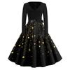 Women's Fashion V-Neck Relaxed-Fit Christmas Print Long-Sleeved Dress