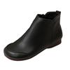 Women's Flat Soled Side Zip Ankle Boots Leather Stylish Retro Round Toe Soft Leather Ankle Boots. Womens Boots Leather Lace up